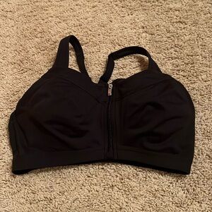 VSX Victoria’s secret sport bra front closure size 36D black silver zipper
